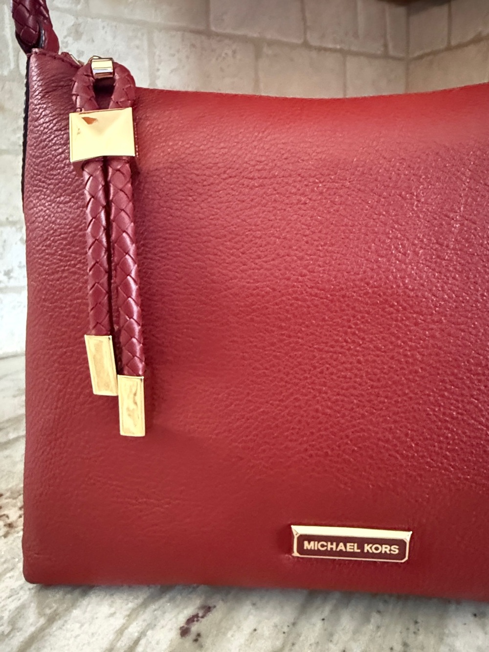 Michael Kors Brandy Leather Shoulder Bag with Braided Handle - Picture 5 of 11